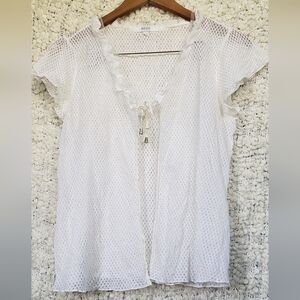 Bess light white mesh open front short sleeve cardigan xl cottagecore fairy